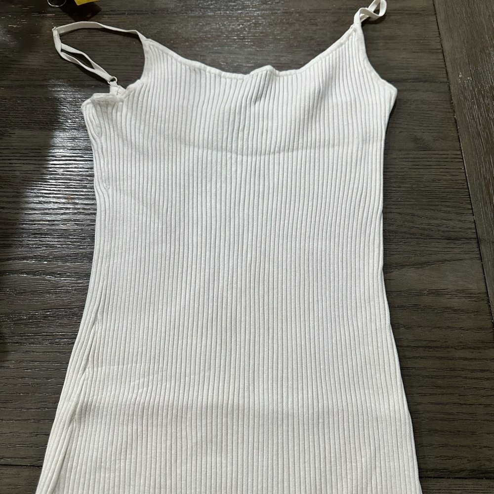 H&M White Ribbed Dress